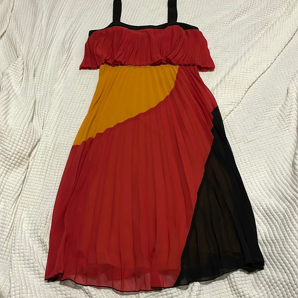 ASOS Red and Black Colorblock Dress